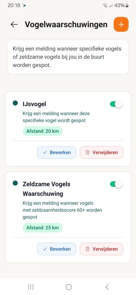 Birdalert for rare species