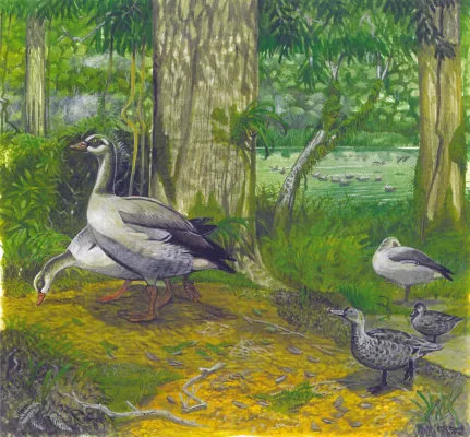 File:Alopochen kervazoi and Anas theodori.jpg