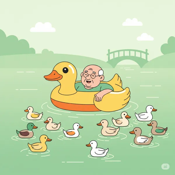 Alle eendjes zwemmen in het water